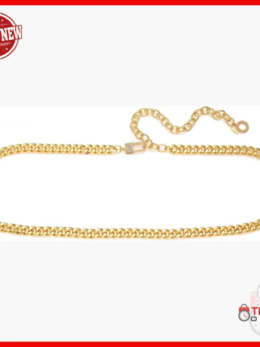 Gold Tone Chain Link Waist Belt with Extender, One Size, Statement Piece